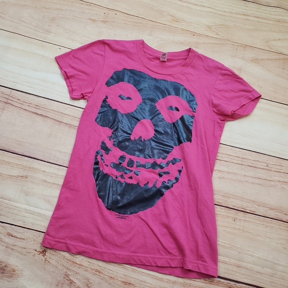 VINTAGE Misfits Shirt Womens S Pink Crimson Ghost Skull Punk Rock Band 2001 - Picture 2 of 10